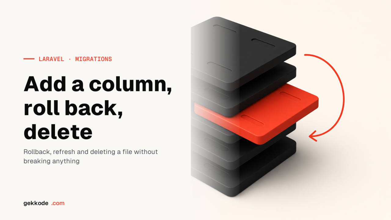 Laravel migrations: add a column, roll back, delete