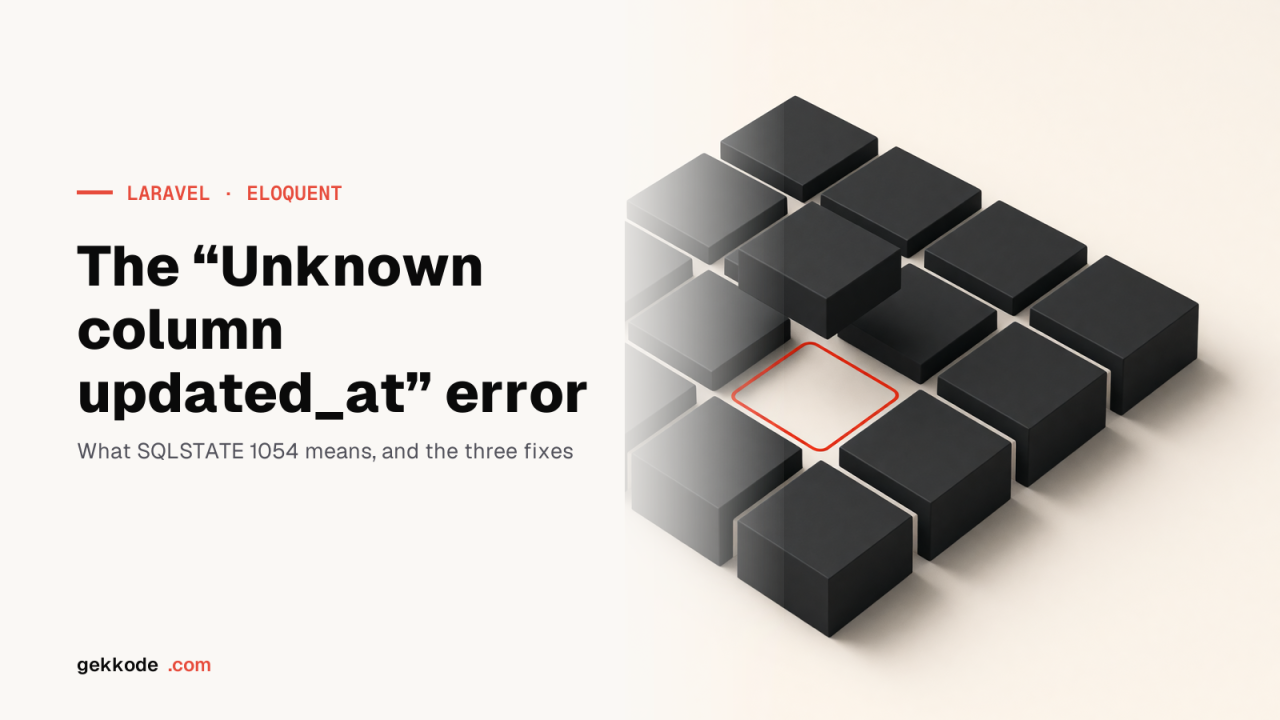 Laravel: fixing the “Unknown column &lsquo;updated_at&rsquo;” error
