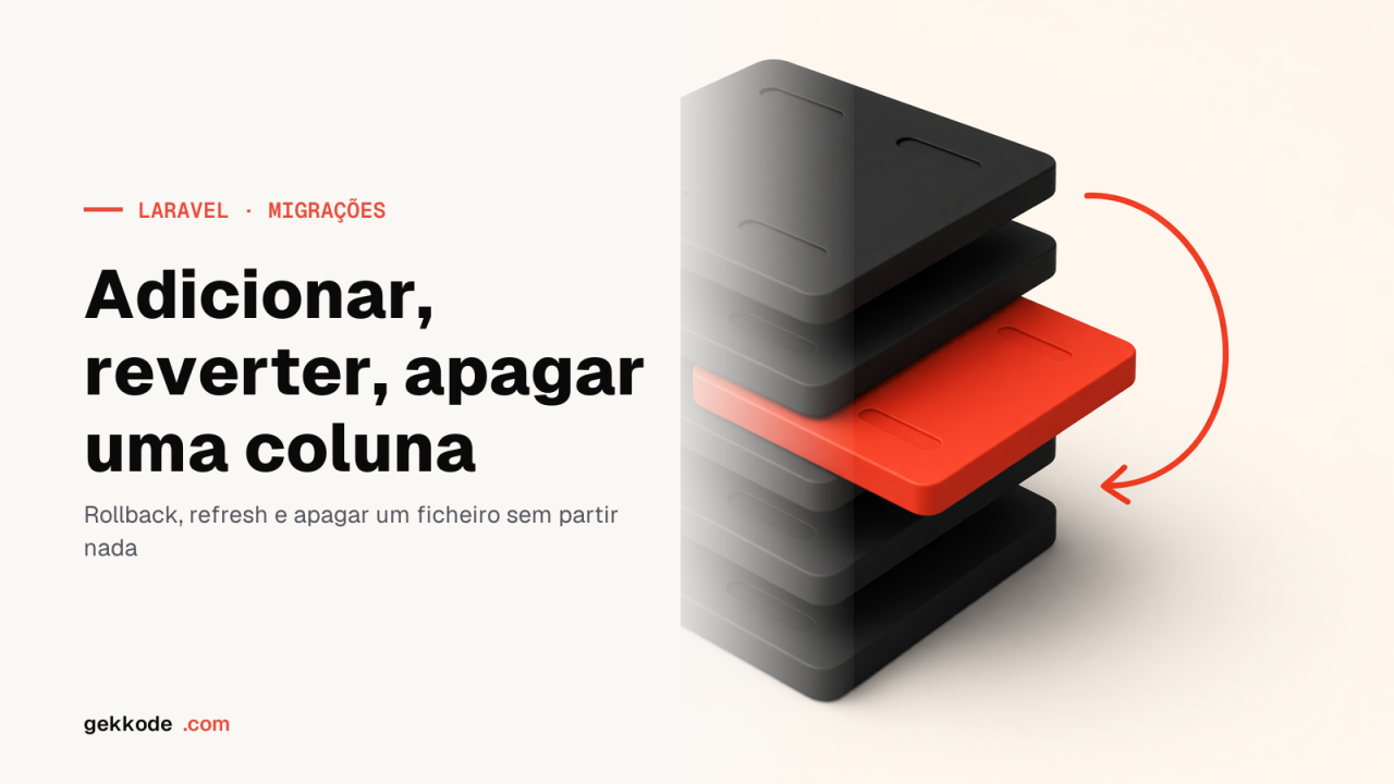 Migrações Laravel: adicionar uma coluna, reverter, apagar
