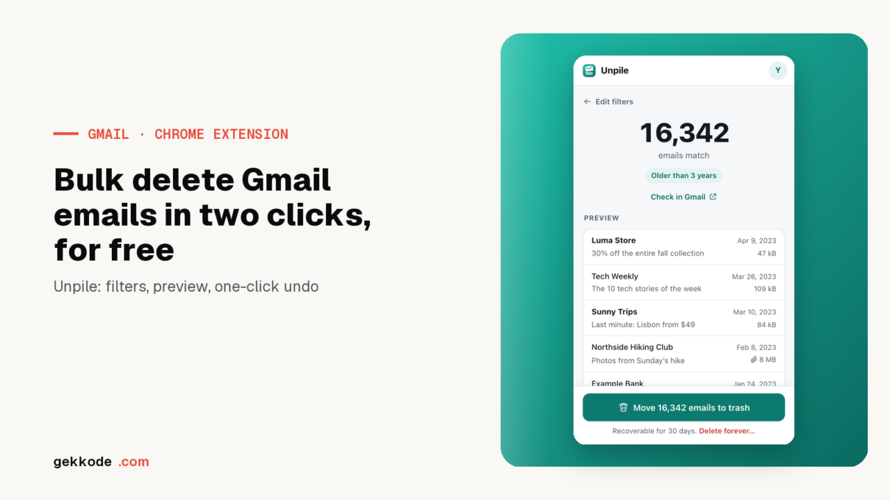 Unpile: a Free Chrome Extension to Bulk Delete Gmail Emails