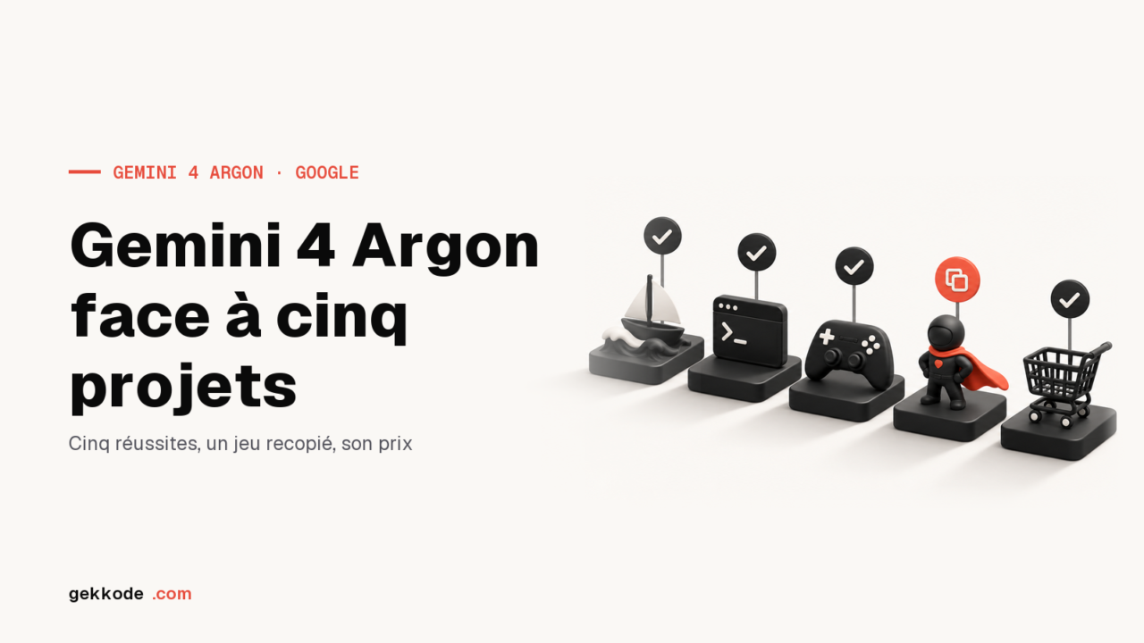 Gemini 4 Argon : test sur cinq projets de code, prix et accès