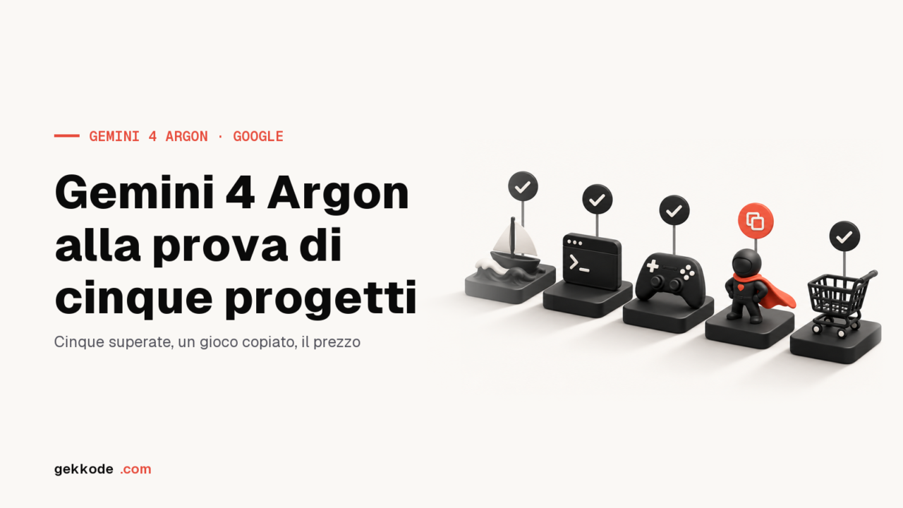 Gemini 4 Argon: test su cinque progetti di codice, prezzo e accesso